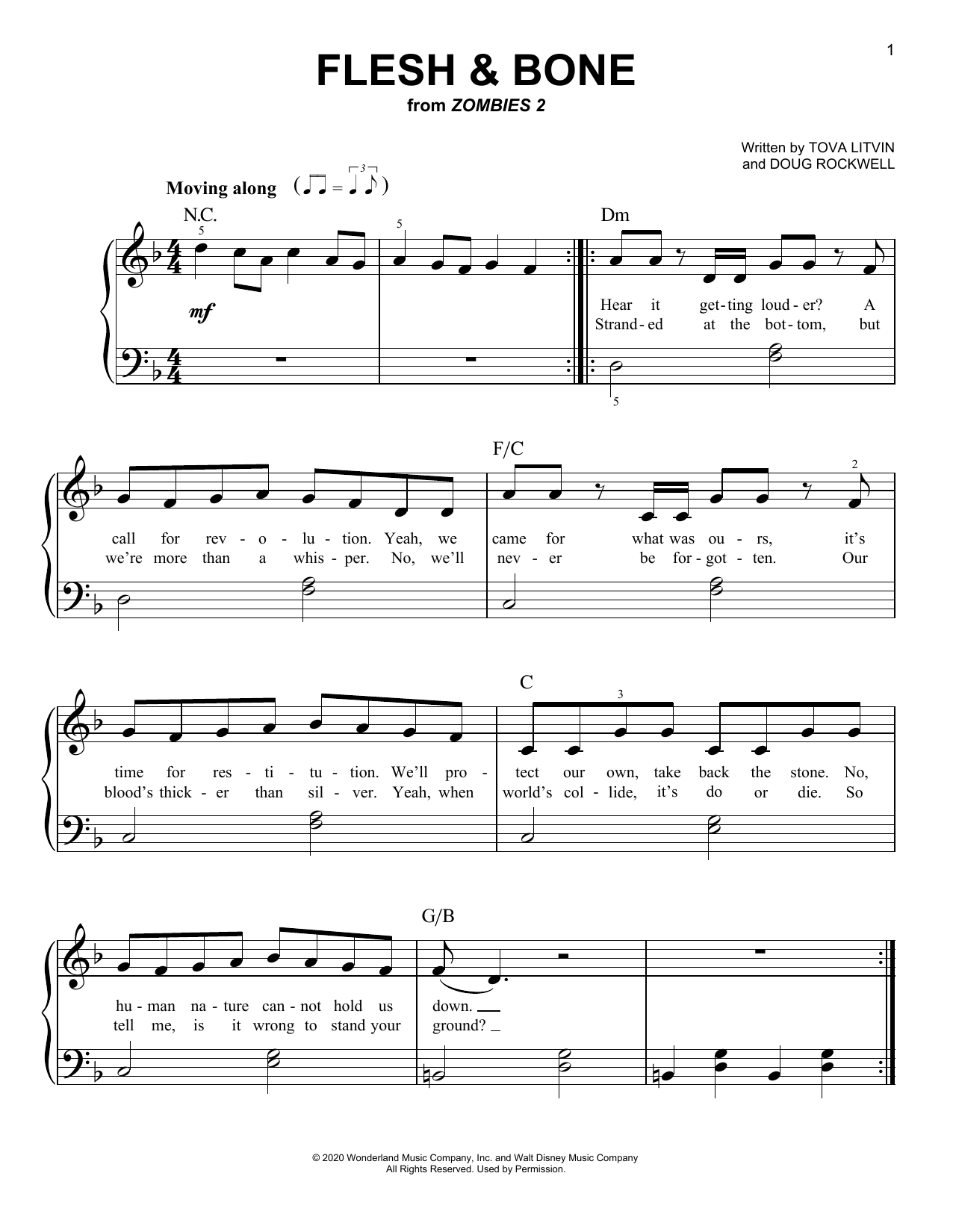 Zombies Cast Flesh & Bone (from Disney's Zombies 2) sheet music notes and chords. Download Printable PDF.