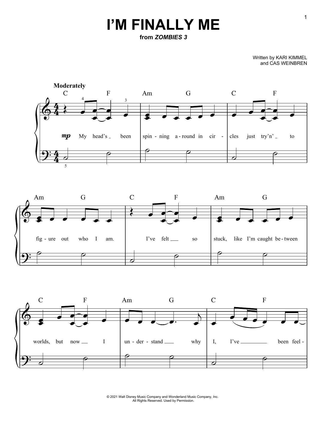 Learn to play Zombies Cast I'm Finally Me (from Disney's Zombies 3) sheet music for Easy Piano in minutes. Price: 6.9900$ Zombies Cast I'm Finally Me (from Disney's Zombies 3) sheet music notes and chords arranged for Easy Piano