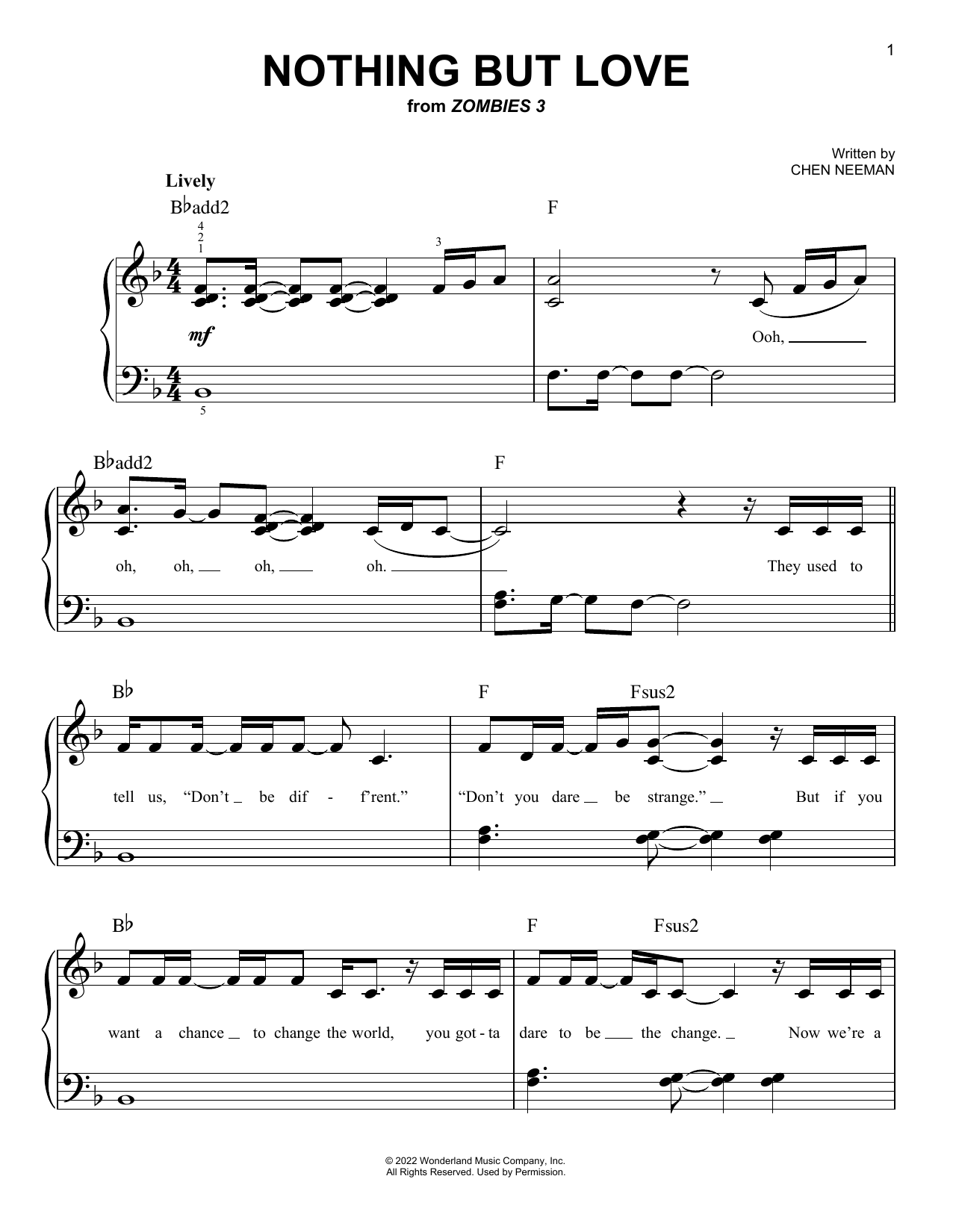Learn to play Zombies Cast Nothing But Love (from Disney's Zombies 3) sheet music for Easy Piano in minutes. Price: 6.9900$ Zombies Cast Nothing But Love (from Disney's Zombies 3) sheet music notes and chords arranged for Easy Piano