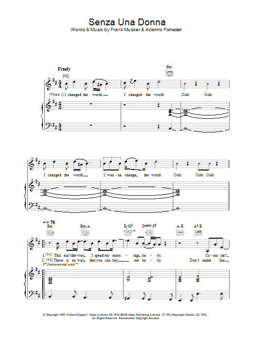 Zucchero & Paul Young Senza Una Donna (Without A Woman) sheet music notes and chords. Download Printable PDF.