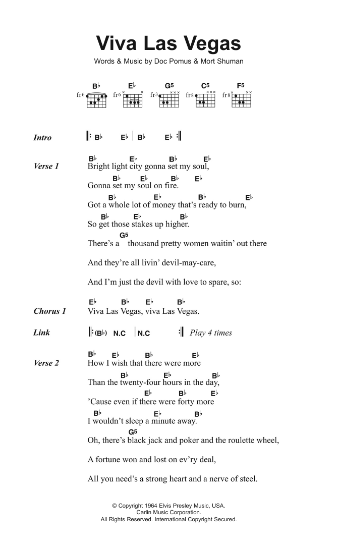 ZZ Top Viva Las Vegas sheet music notes and chords arranged for Guitar Chords/Lyrics