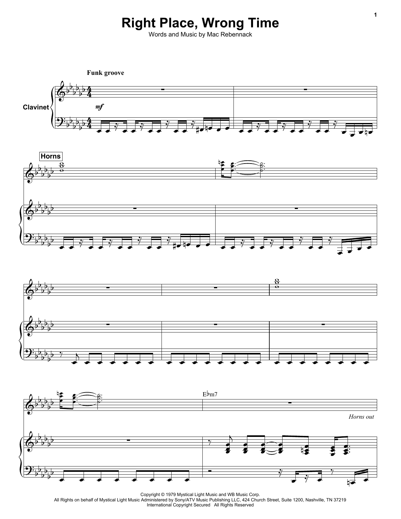 Right Place, Wrong Time Sheet Music by Dr. John | Very Easy Piano ...