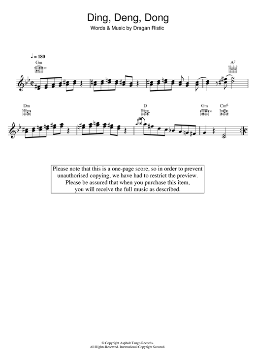 Dragan Ristic Ding, Deng, Dong sheet music notes and chords. Download Printable PDF.