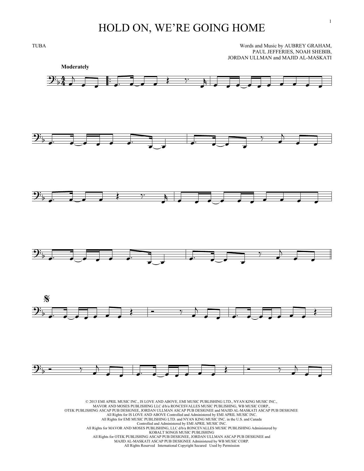 Drake "Hold On, We're Going Home" Sheet Music Download Printable PDF