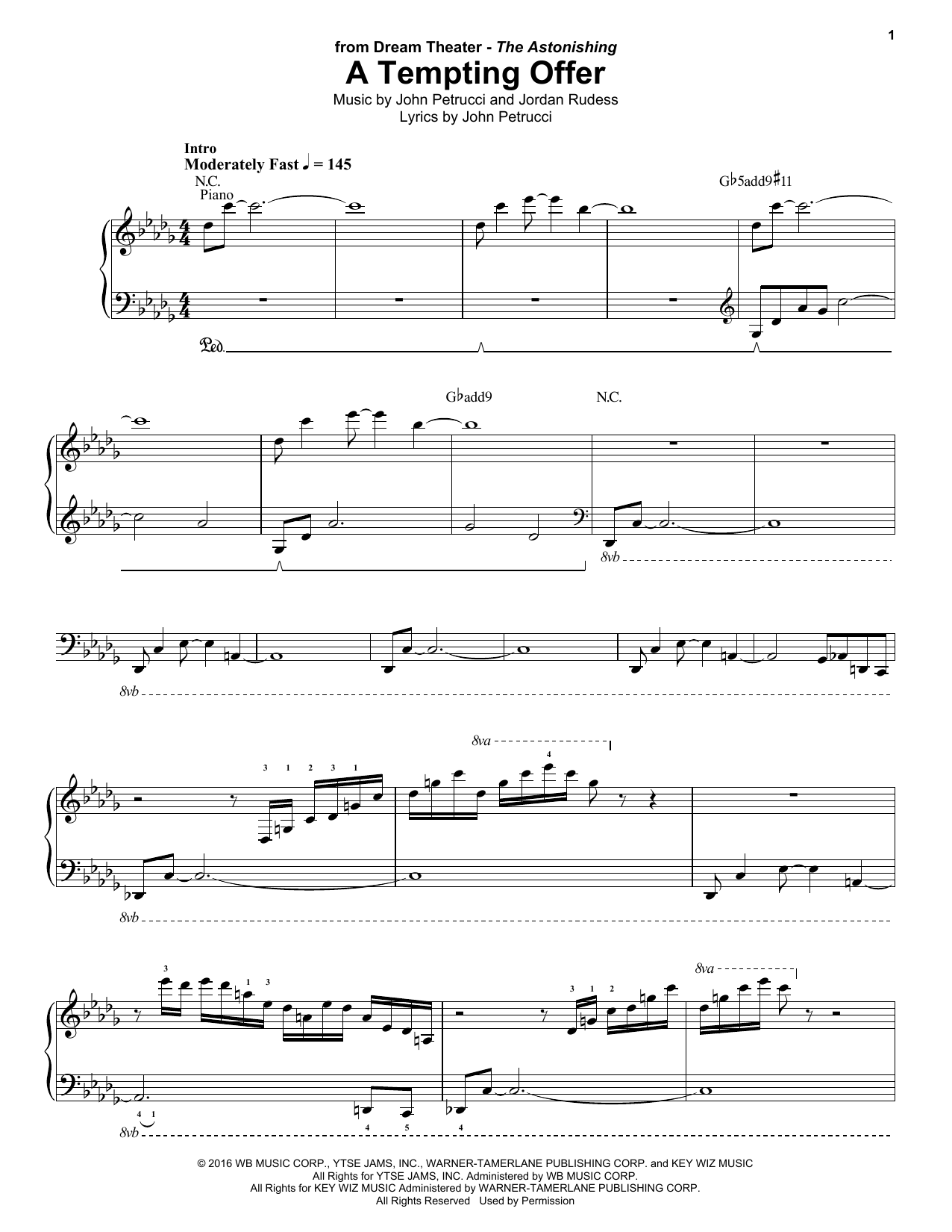 Dream Theater A Tempting Offer sheet music notes and chords. Download Printable PDF.