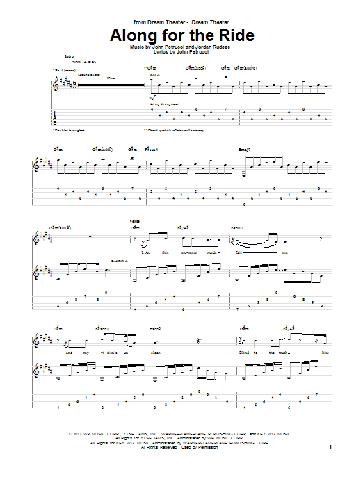 Learn to play Dream Theater Along For The Ride sheet music for Guitar Tab in minutes. Dream Theater Along For The Ride sheet music notes and chords. Download Printable PDF.