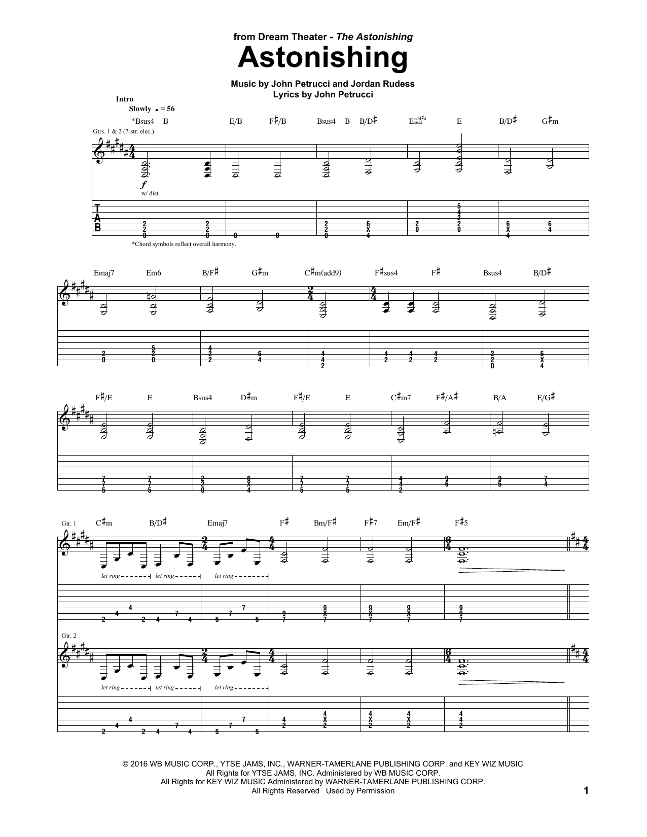 Dream Theater Astonishing sheet music notes and chords. Download Printable PDF.