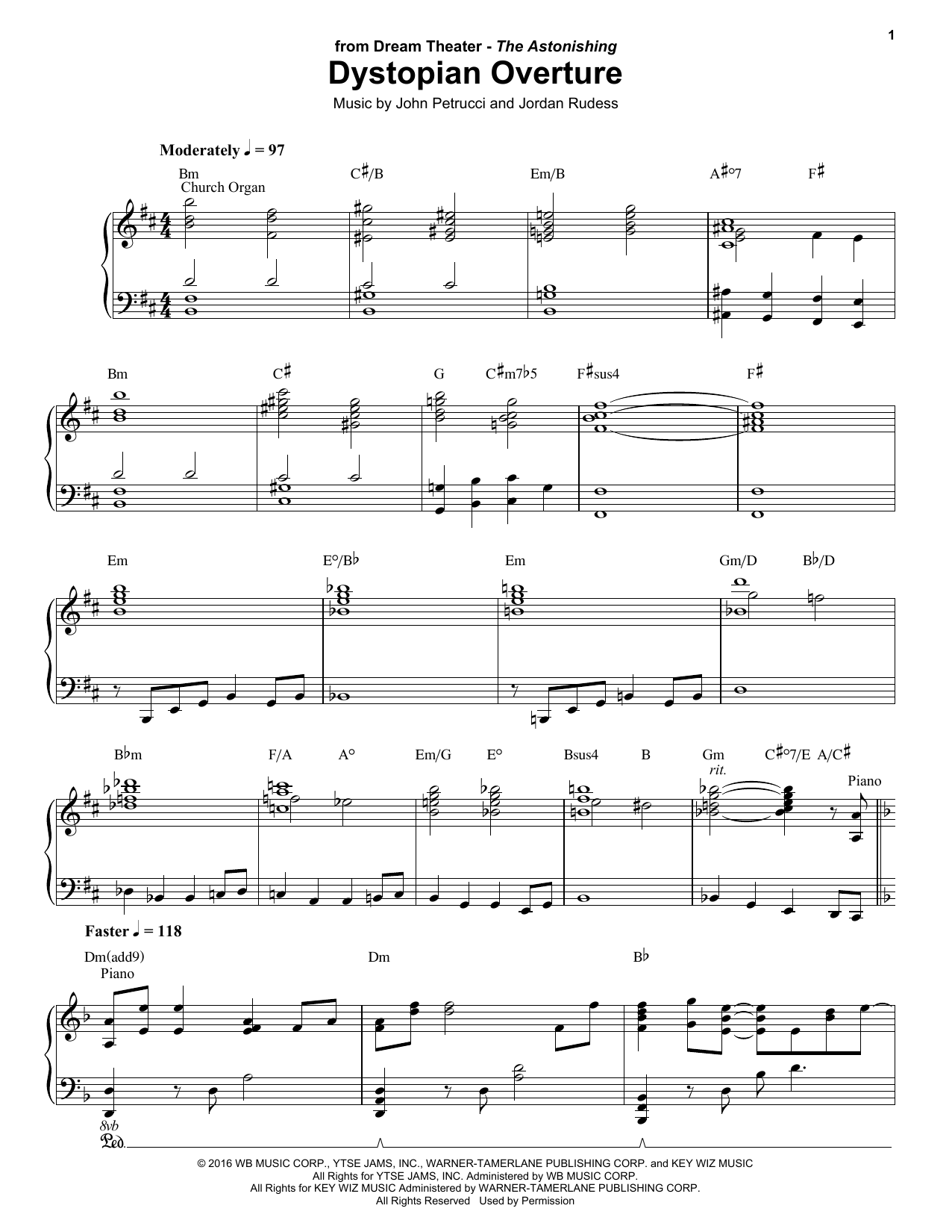Dream Theater Dystopian Overture sheet music notes and chords. Download Printable PDF.
