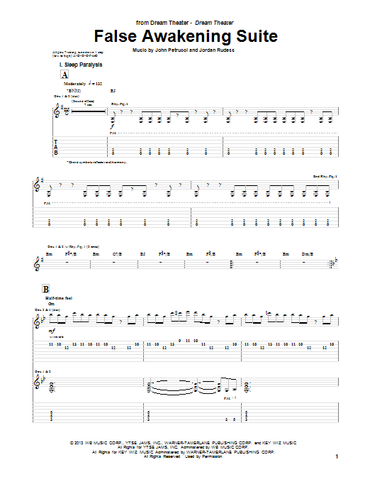 Dream Theater False Awakening Suite sheet music notes and chords. Download Printable PDF.