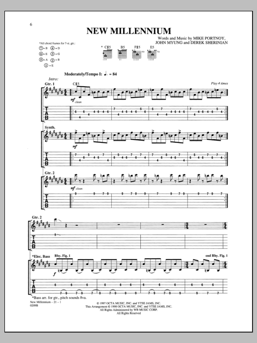 Dream Theater New Millennium sheet music notes and chords. Download Printable PDF.