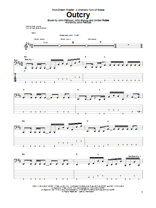 Dream Theater Outcry sheet music notes and chords. Download Printable PDF.