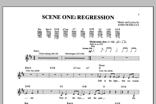 Dream Theater Scene One: Regression sheet music notes and chords. Download Printable PDF.