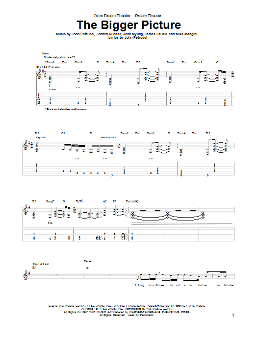 Dream Theater The Bigger Picture sheet music notes and chords. Download Printable PDF.