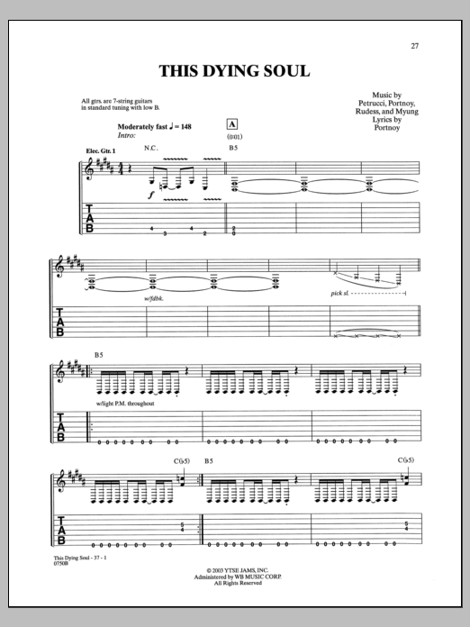 Dream Theater This Dying Soul sheet music notes and chords. Download Printable PDF.
