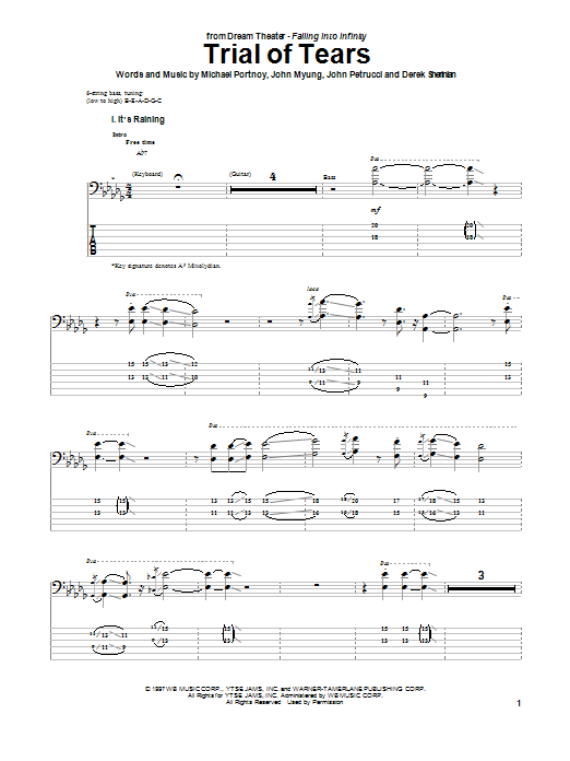 Dream Theater Trial Of Tears sheet music notes and chords. Download Printable PDF.