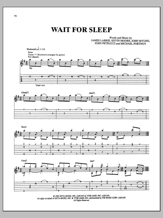 Dream Theater Wait For Sleep sheet music notes and chords. Download Printable PDF.