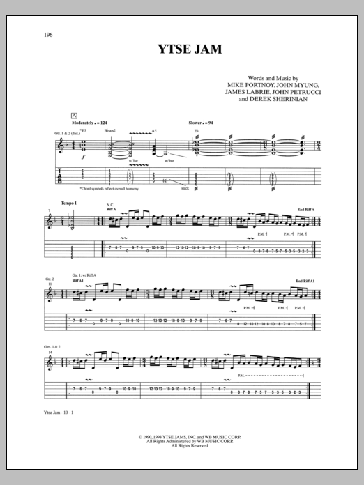 Dream Theater YTSE Jam sheet music notes and chords. Download Printable PDF.