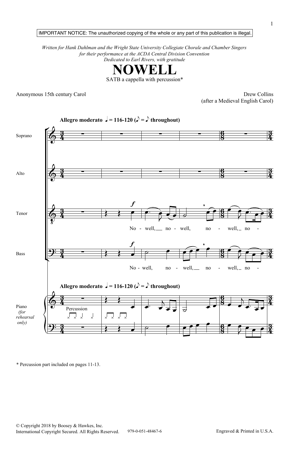 Drew Collins Nowell sheet music notes and chords. Download Printable PDF.