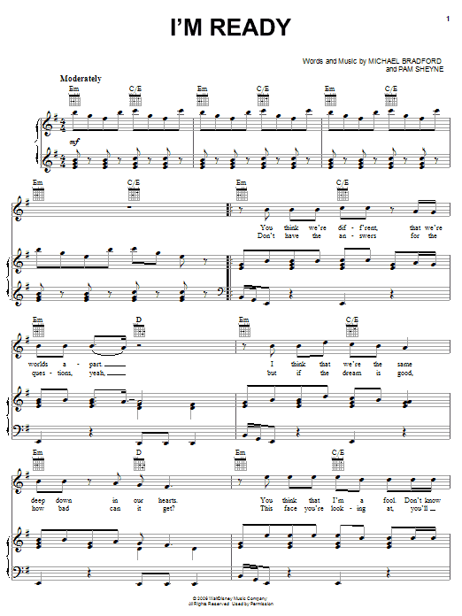 Drew Seeley I'm Ready sheet music notes and chords. Download Printable PDF.