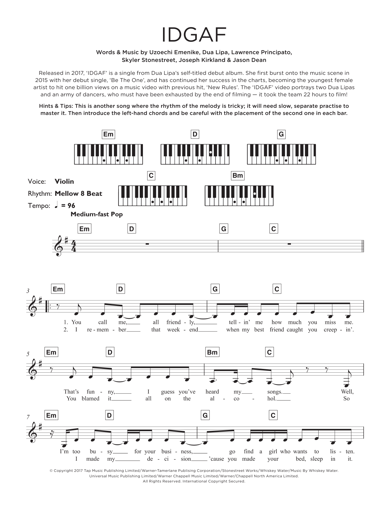 Dua Lipa quot IDGAF quot Sheet Music Chords for Ukulele Download PDF Score 3 Dua Lipa quot IDGAF quot Sheet Music Chords for Ukulele Download PDF Score 3