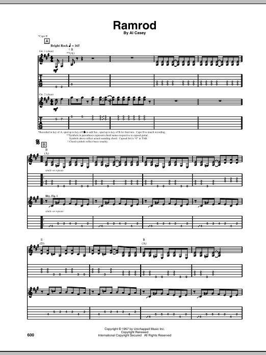 Duane Eddy Ramrod sheet music notes and chords arranged for Guitar Tab