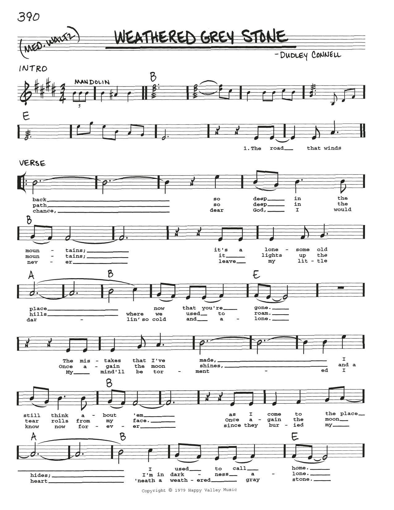 Dudley Connell Weathered Grey Stone sheet music notes and chords. Download Printable PDF.