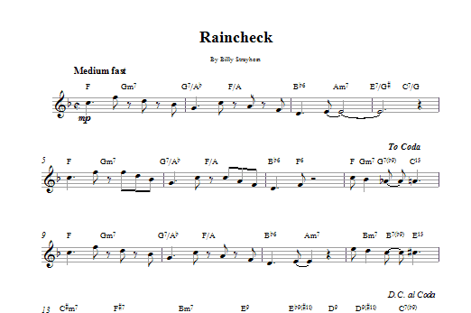 Duke Ellington Raincheck sheet music notes and chords - Download Printable PDF and start playing in minutes.