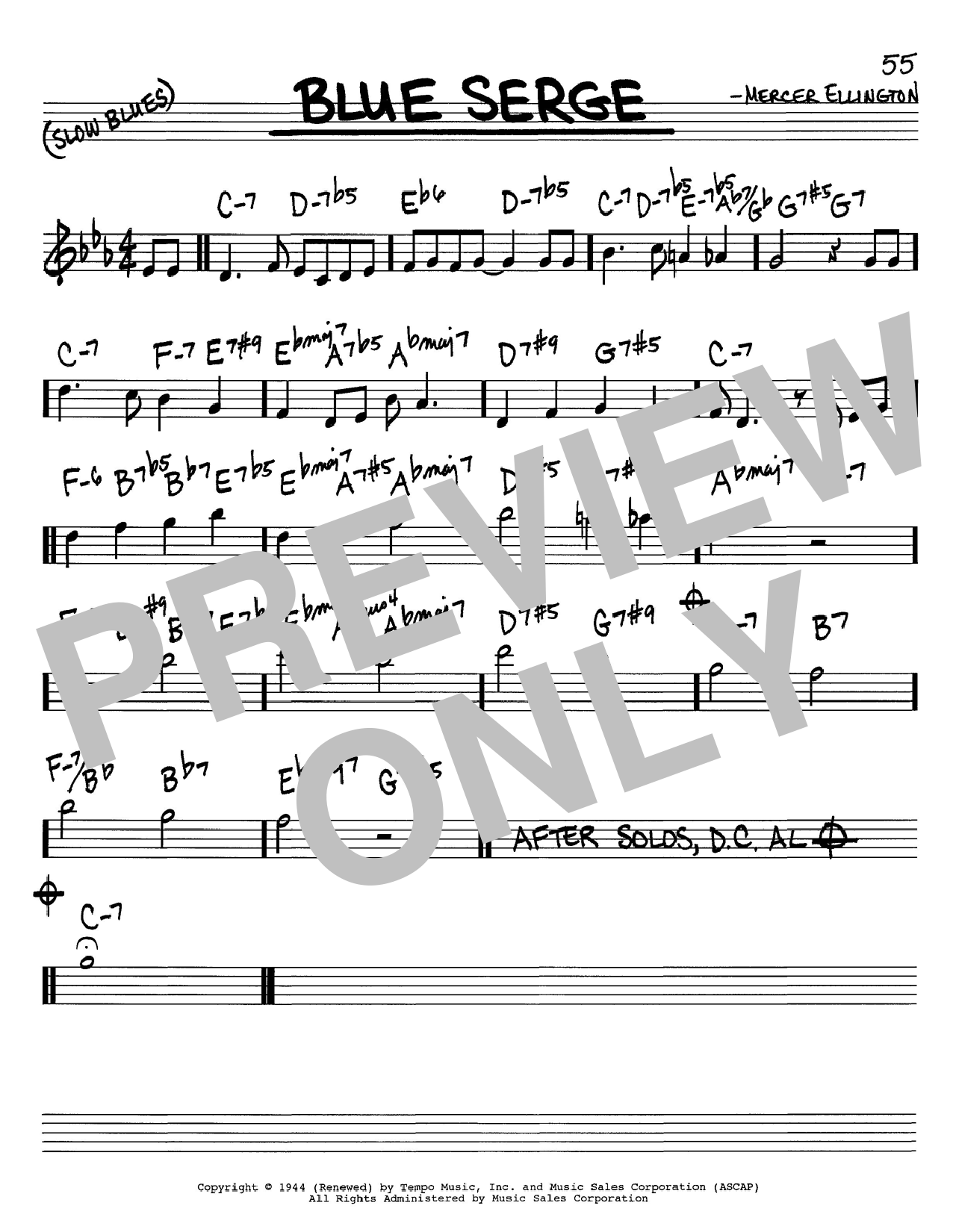 Duke Ellington Blue Serge sheet music notes and chords. Download Printable PDF.