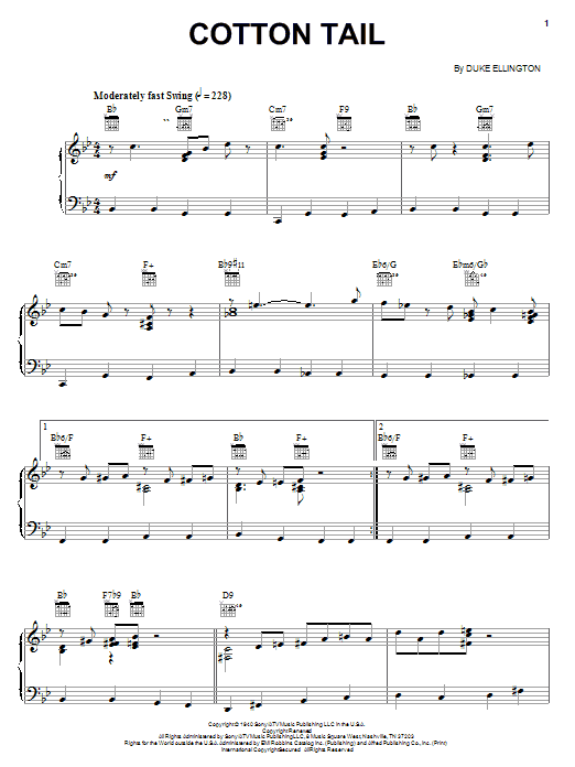 Duke Ellington Cotton Tail sheet music notes and chords. Download Printable PDF.