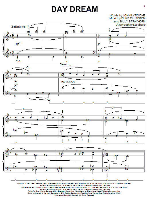 Duke Ellington Day Dream sheet music notes and chords. Download Printable PDF.