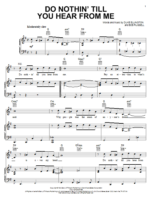 Duke Ellington Do Nothin' Till You Hear From Me sheet music notes and chords. Download Printable PDF.