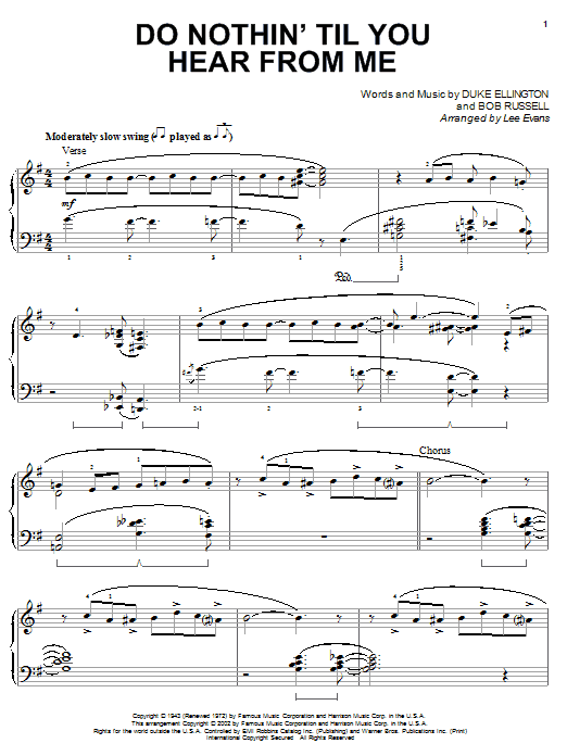 Learn to play Duke Ellington Do Nothin' Till You Hear From Me sheet music for Piano Solo in minutes. Duke Ellington Do Nothin' Till You Hear From Me sheet music notes and chords. Download Printable PDF.