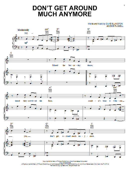 Duke Ellington Don't Get Around Much Anymore sheet music notes and chords. Download Printable PDF.
