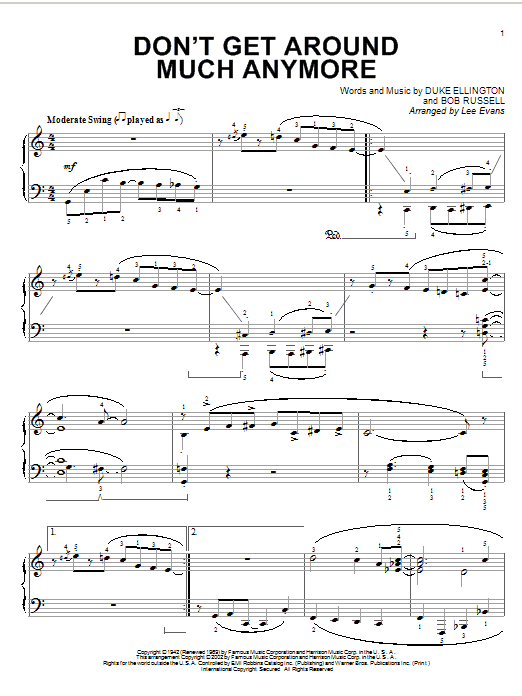 Learn to play Duke Ellington Don't Get Around Much Anymore sheet music for Piano Solo in minutes. Duke Ellington Don't Get Around Much Anymore sheet music notes and chords. Download Printable PDF.