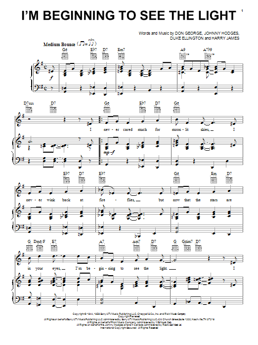 Duke Ellington I'm Beginning To See The Light sheet music notes and chords. Download Printable PDF.