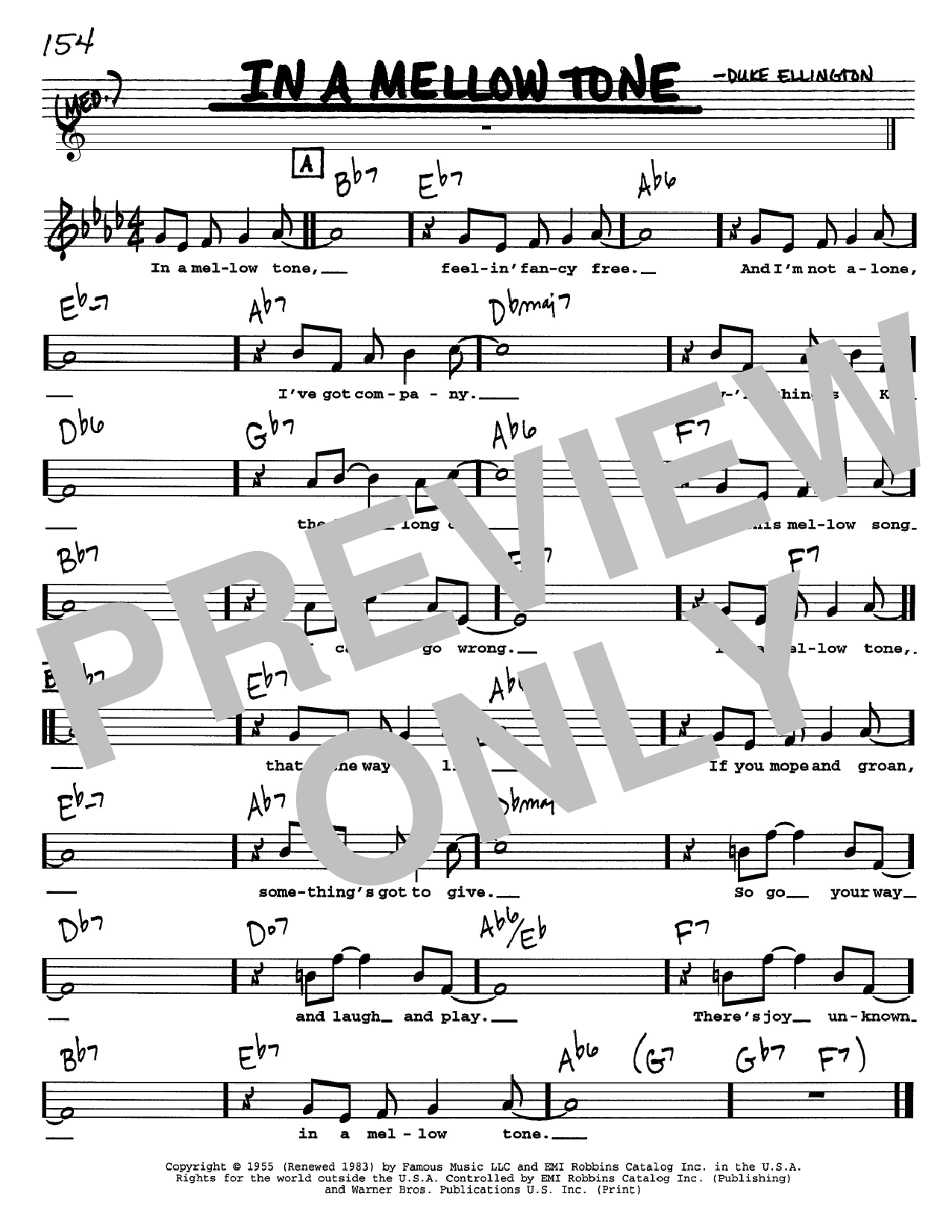 Duke Ellington In A Mellow Tone sheet music notes and chords. Download Printable PDF.