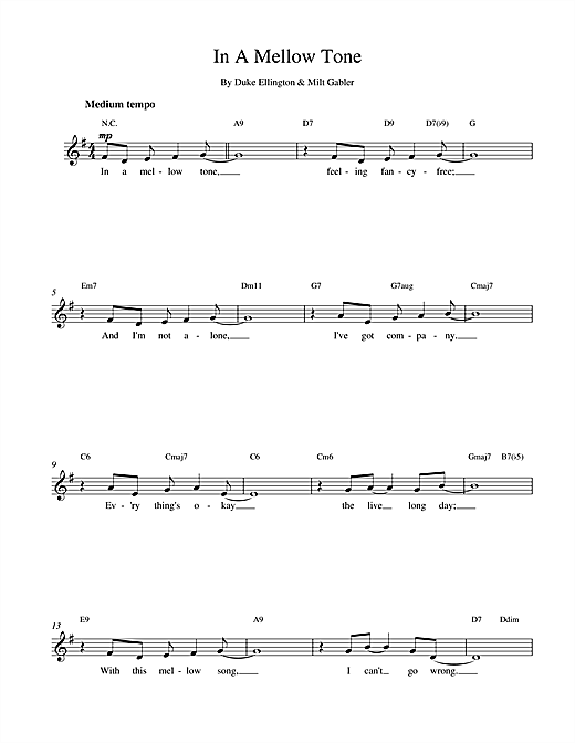 Duke Ellington In A Mellow Tone sheet music notes and chords. Download Printable PDF.