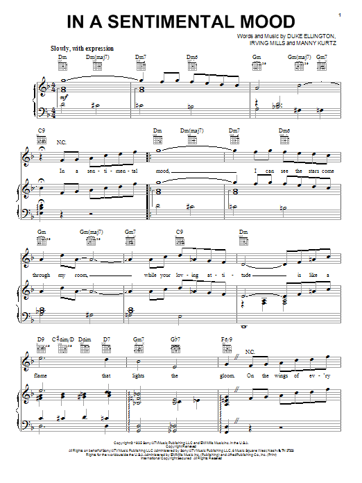 Duke Ellington In A Sentimental Mood sheet music notes and chords. Download Printable PDF.