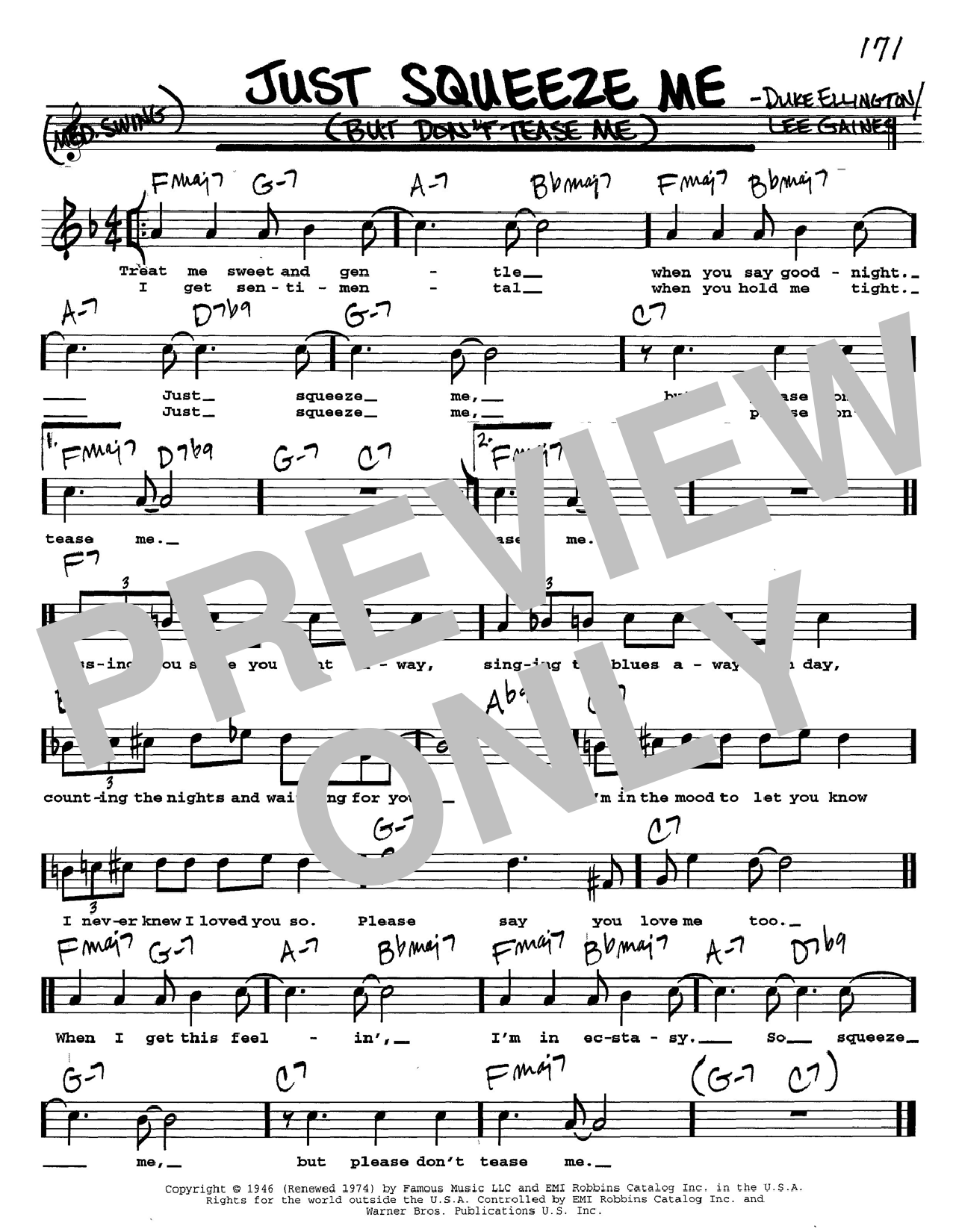 Duke Ellington Just Squeeze Me (But Don't Tease Me) sheet music notes and chords. Download Printable PDF.