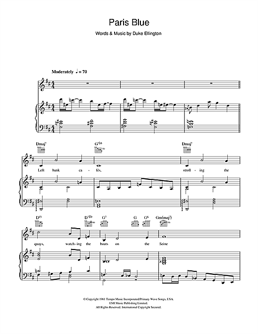 Duke Ellington Paris Blues sheet music notes and chords. Download Printable PDF.