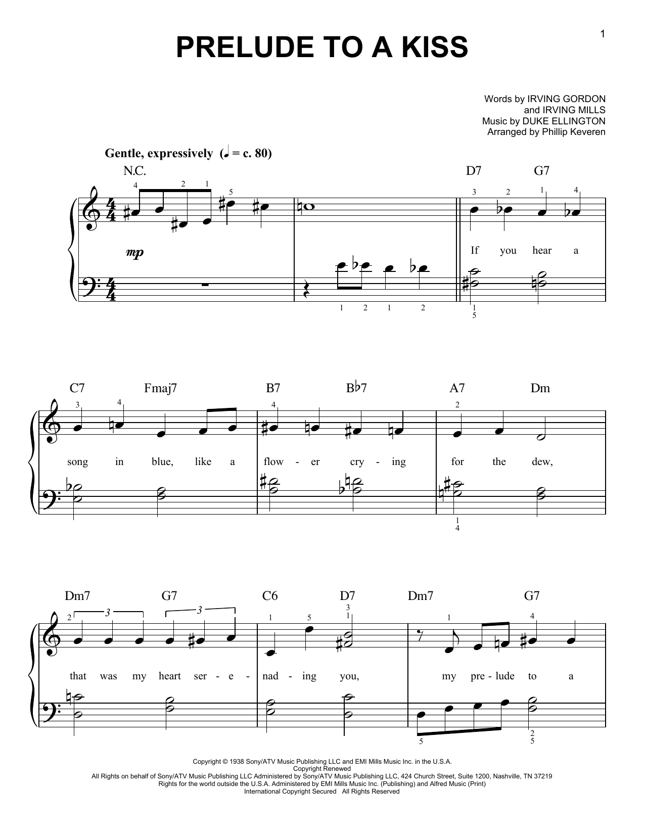 Learn to play Duke Ellington Prelude To A Kiss (arr. Phillip Keveren) sheet music for Easy Piano in minutes. Price: 6.9900$ Duke Ellington Prelude To A Kiss (arr. Phillip Keveren) sheet music notes and chords arranged for Easy Piano