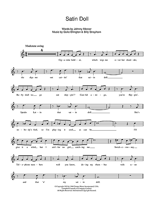 Duke Ellington Satin Doll sheet music notes and chords. Download Printable PDF.