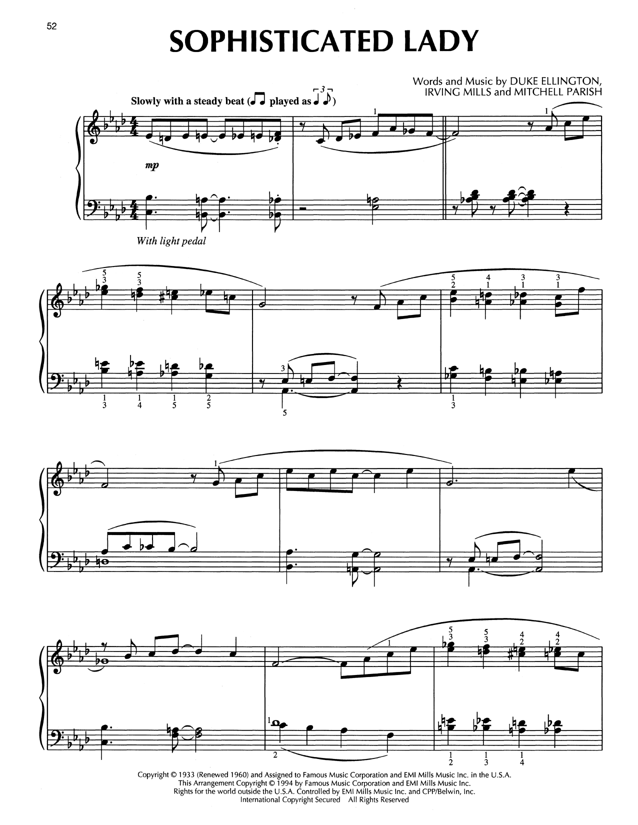Learn to play Duke Ellington Sophisticated Lady (arr. Bill Boyd) sheet music for Piano Solo in minutes. Price: 7.8900$ Duke Ellington Sophisticated Lady (arr. Bill Boyd) sheet music notes and chords arranged for Piano Solo