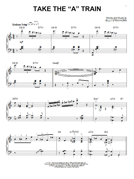 Duke Ellington Take The A Train Sheet Music Pdf Notes Chords Jazz Score Solo Guitar Tab Download Printable Sku