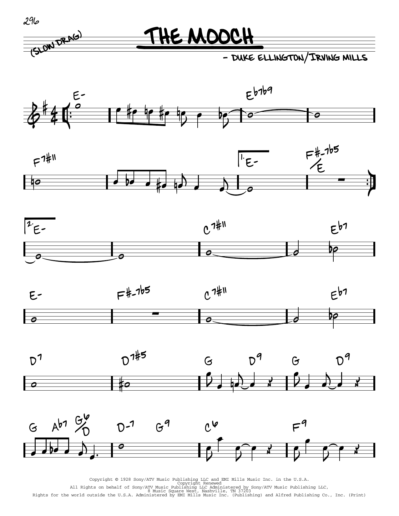 Duke Ellington The Mooche sheet music notes and chords. Download Printable PDF.