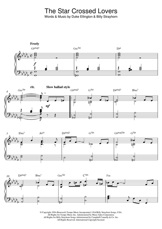 Learn to play Duke Ellington The Star Crossed Lovers (from 'Such Sweet Thunder') sheet music for Piano Solo in minutes. Duke Ellington The Star Crossed Lovers (from 'Such Sweet Thunder') sheet music notes and chords. Download Printable PDF.