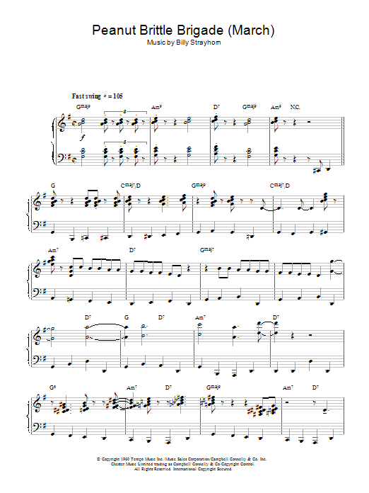 Learn to play Billy Strayhorn Peanut Brittle Brigade (From The Nutcracker Suite) sheet music for Piano Solo in minutes. Billy Strayhorn Peanut Brittle Brigade (From The Nutcracker Suite) sheet music notes and chords. Download Printable PDF.