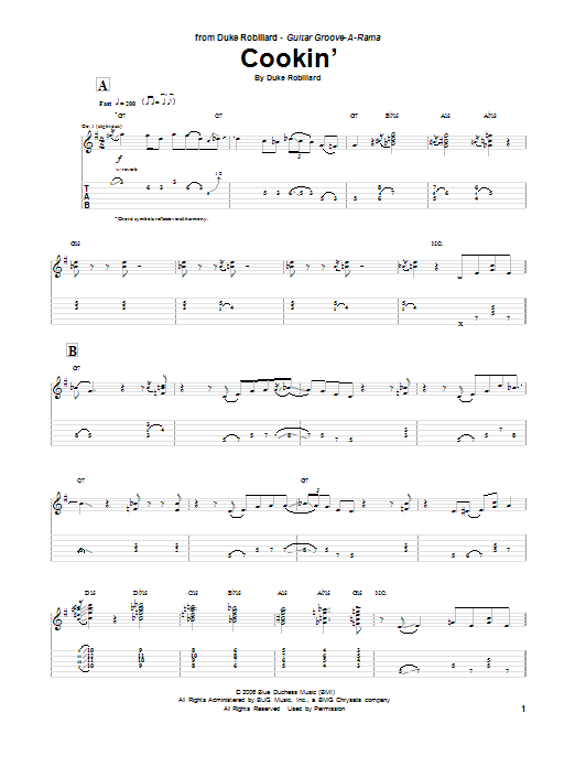 Duke Robillard Cookin' sheet music notes and chords. Download Printable PDF.