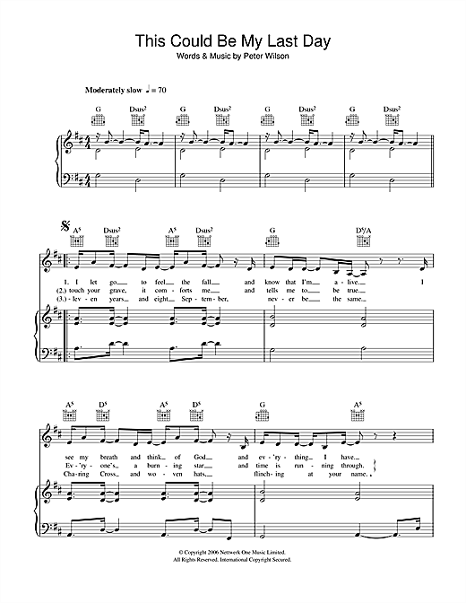 Learn to play Duke Special This Could Be My Last Day sheet music for Piano, Vocal & Guitar in minutes. Price: 7.9900$ Duke Special This Could Be My Last Day sheet music notes and chords. Download Printable PDF.
