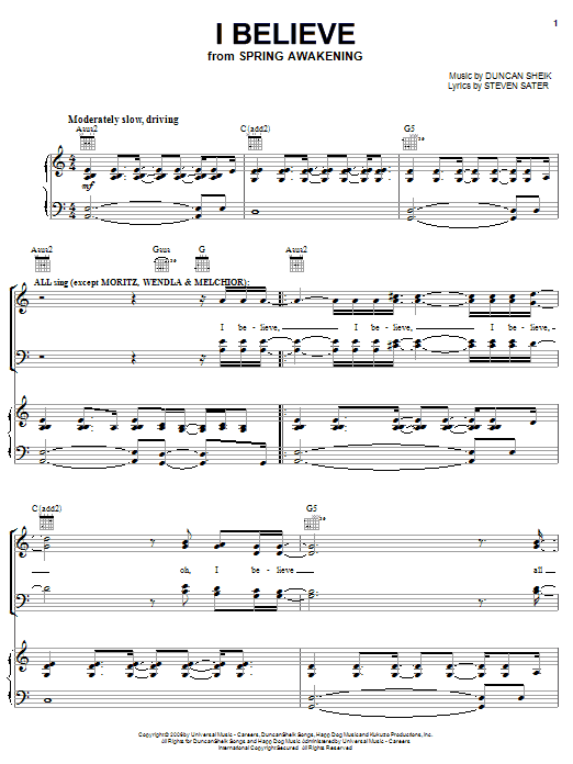 Duncan Sheik I Believe sheet music notes and chords. Download Printable PDF.